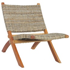 Chaise de relaxation Rotin naturel kubu et bois d'acajou