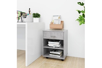 armoire de bureau vidaxl armoire à roulettes gris béton 46x36x59 cm aggloméré