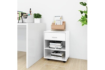 armoire de bureau vidaxl armoire à roulettes blanc brillant 46x36x59 cm aggloméré