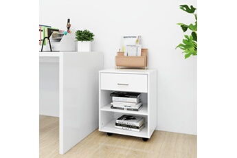 armoire de bureau vidaxl armoire à roulettes blanc 46x36x59 cm aggloméré