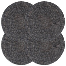 4x Napperons Set de Table Napperons de Restaurant Napperons de Maison Napperons de Table de Salle à Manger Gris Foncé Plain 38 cm Rond Jute 133836