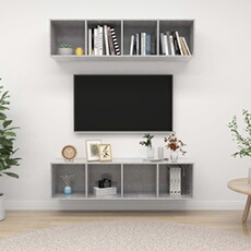 Vidaxl Gris Meubles Tv Muraux 2 Pcs Béton Aggloméré