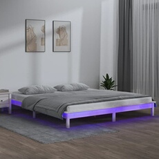 Bedframe LED massief hout wit 160x200 cm820617