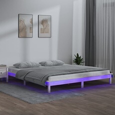 Bedframe LED massief hout wit 140x190 cm820652