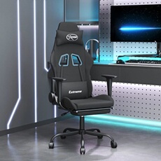 VIDAXL - Chaise Gaming - Fauteuil de Bureau avec Repose-pieds - Noir - Tissu