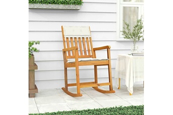 chaise à bascule avec coussins bois massif d'acacia