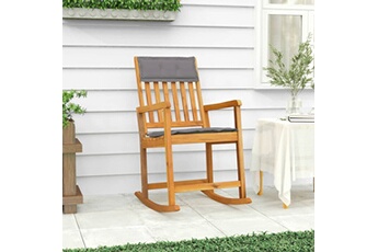 chaise à bascule avec coussins bois massif d'acacia