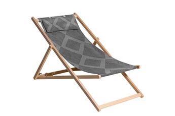 autre matériels de camping et randonnée madison chaise de plage en bois demi 55x90x87 cm gris