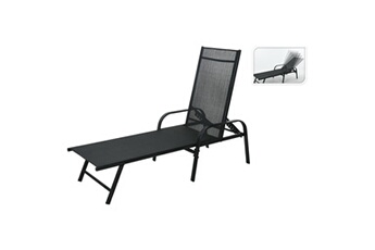 chaise longue - transat progarden chaise longue pliable 195x60x45 cm noir