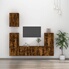 Ensemble Meuble TV Mural 7 Pièces Avec Lumières LED - Chêne Sonoma - Étagères Flottantes Pour Salon Moderne
