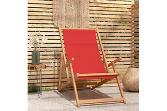 chaise de plage pliable bois de teck solide rouge