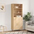 Buffet Haut Design Avec Pieds Métal - Armoire De Rangement Salon En Chêne Sonoma, Moderne Et Pratique