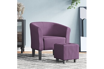 fauteuil de salon vidaxl fauteuil cabriolet avec repose-pied violet tissu