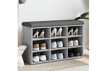 banc coffre vidaxl banc à chaussures gris béton 82x32x50 cm bois d'ingénierie
