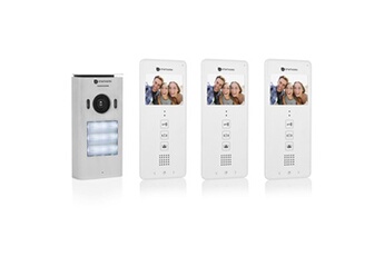 Interphone Smartwares DIC-22132 Interphone vidéo 2 fils Set complet 3 foyers blanc
