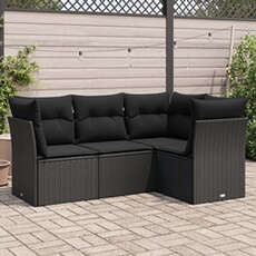 vidaXL - Salon de jardin 4 pièces - Résine tressée - Noir