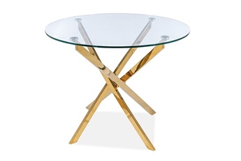 table design ronde verre et métal doré 90 cm weba