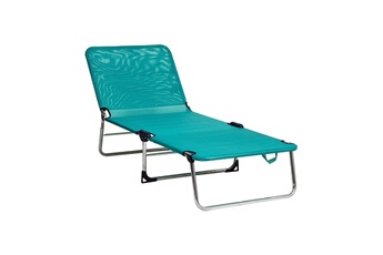 chaise longue - transat alco chaise de plage vert multiposition 141 x 68 x 86 cm