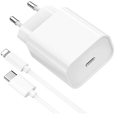 Chargeur rapide 20W + Cable Lightning 1 mètre - USB-C blanc compatible Iphone 14 - 13 - 12 - 11 - X - XS - Max - X - Pro - 8 - 7 - 6 - SE - 5 -