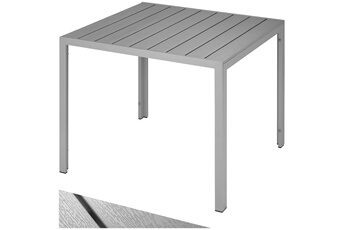 table de jardin carrée maren pieds réglables 90 x 90 cm x 74,5 cm - argent