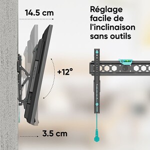 Support Mural Tv Plat Inclinable Fixation Tv Universel 32-55 Pouces (81-140 Cm) Télé Oled Lcd Support Mural Tv Plat Inclinable Fixation Tv Universel 32-55 Pouces (81-140 Cm) Télé Oled Lcd