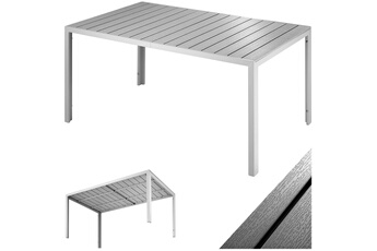 table de jardin bianca 150 x 90 cm pieds réglables en hauteur - gris/argent