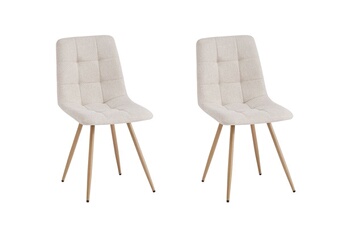 chaise loungitude lot de 2 chaises louisa en tissu pieds bois - beige
