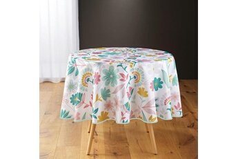 sommier douceur d'interieur nappe de table ronde à motif fleurie indianna - multicolore - d 180 cm