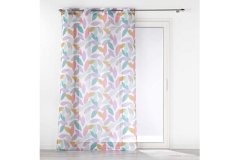 sommier douceur d'interieur rideau voilage à 8 oeillets à motifs feuilles - multicolore - 140 x 240 cm