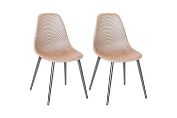 - chaise en aluminium et assise en résine malte (lot de 2) noir et taupe