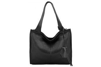 sac porté épaule bleu cerise sac à main cabas anses longues cuir de vachette noir