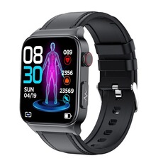 Montre connectée GENERIQUE Montres connectées E500 1.83 pouces HD écran carré bracelet en cuir Noir