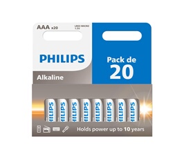 Lot de 20 piles Philips AAA LR03 1 pack de 10+10 - vue 2