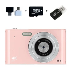 Appareil photo compact GENERIQUE Appareil photo numérique LINFE 64G CCD kids avec zoom 16x Écran 2,4 pouces, qualité HD, résolution 4K Appareil photo numérique - Rose