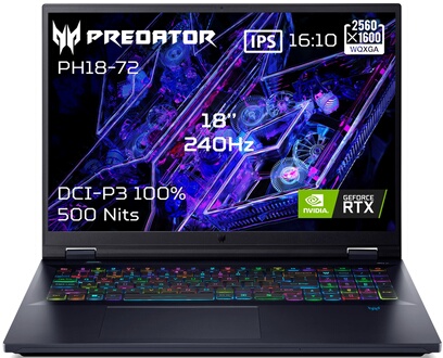 ”Gaming Predator Helios 18 PH18-72-98TR 18”” WQXGA Intel Core i9 14900HX 32