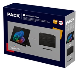 PACK FNAC-DARTY SURFACE PRO 13 OLED - COPILOT+ PC - SNAPDRAGON X ELITE - 16GO RAM 512GO SSD - NOIR (2024) + SIGNATURE KEYBOARD POUR SURFACE PRO + STYLET SURFACE SLIM PEN 2 - NOIR
