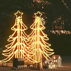 VIDAXL Lot de 2 Arbres de Noël Pliables avec LED Décoration Lumineuse pour Jardin Blanc Chaud 87x87x93 cm