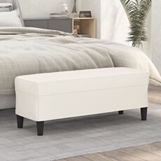 vidaXL - Banc Ottoman - Rembourré - Crème - 100x35x41 cm
