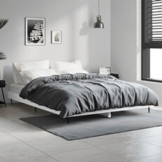 Bedframe LED massief hout wit 140x190 cm832277