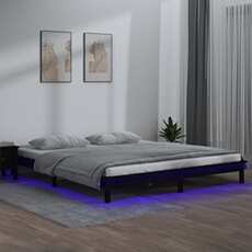 Bedframe LED massief hout zwart 120x190 cm820645