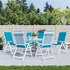 Tuinstoelkussens 6 st hoge rug 120x50x3 cm stof blauw314108