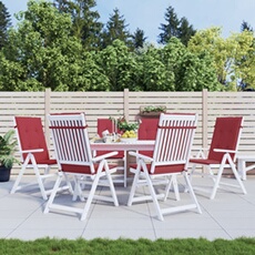 Tuinstoelkussens 6 st hoge rug 120x50x3 cm stof wijnrood314115