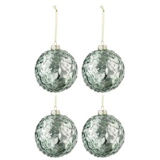 GENERIQUE - Lot de 4 Boules de Noël - Paillettes - 10 cm - Vert