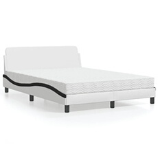 Bed met matras kunstleer wit en zwart 140x190 cm3208403