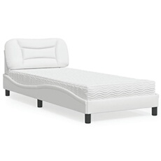 Bed met matras kunstleer wit 90x200 cm3208697