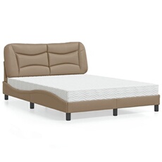 Bed met matras kunstleer cappuccinokleurig 140x190 cm3208721