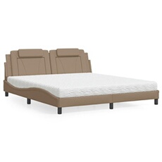 Bed met matras kunstleer cappuccinokleurig 180x200 cm3208814