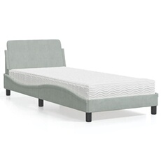 Bed met matras fluweel lichtgrijs 90x200 cm3208331