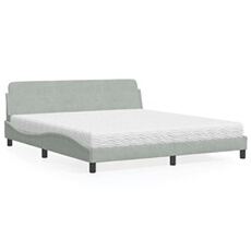 Bed met matras fluweel lichtgrijs 180x200 cm3208451