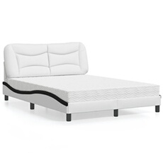 Bed met matras kunstleer wit en zwart 140x190 cm3208723